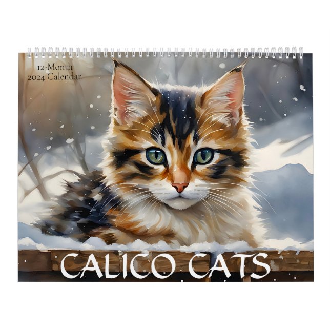 Calendário Calico Cats Watercolor Art 12-Month Calendar 2024 (Capa)