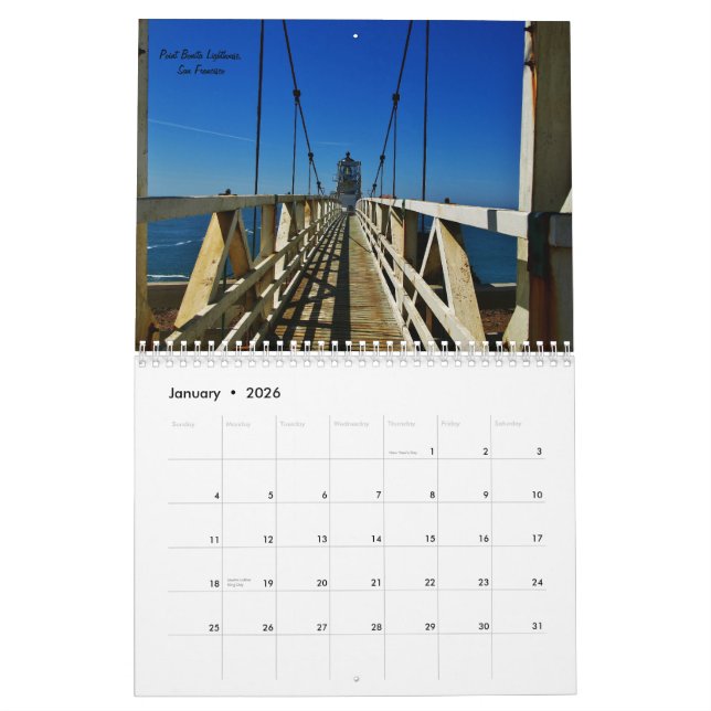 Calendário Califórnia na cor (Jan 2026)