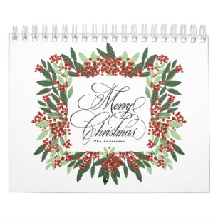 Calendário Caligrafia Elegante Pintada à Mão Natal Personaliz