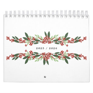 Calendário Caligrafia Elegante Pintada de Natal Personalizada