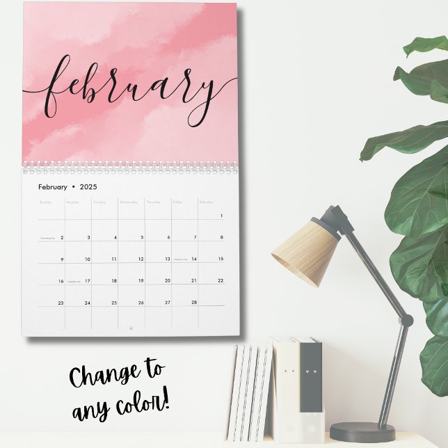 Calendário Caligrafia Simples Minimalista de Script A Qualque (Minimalist Simple Script Calligraphy Any Year Calendar)