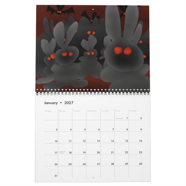 Calendário Camadas com os coelhos vampiros de Marte! (Jan 2027)