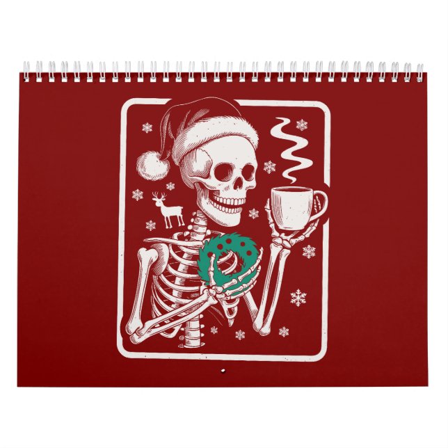 Calendário Camisa de Natal de Esqueleto de Terror de Amigos M (Capa)