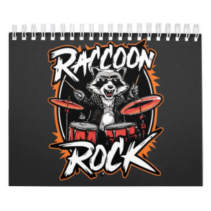 Calendário Camiseta Raccoon Rock - Design Engraçado Raccoon C
