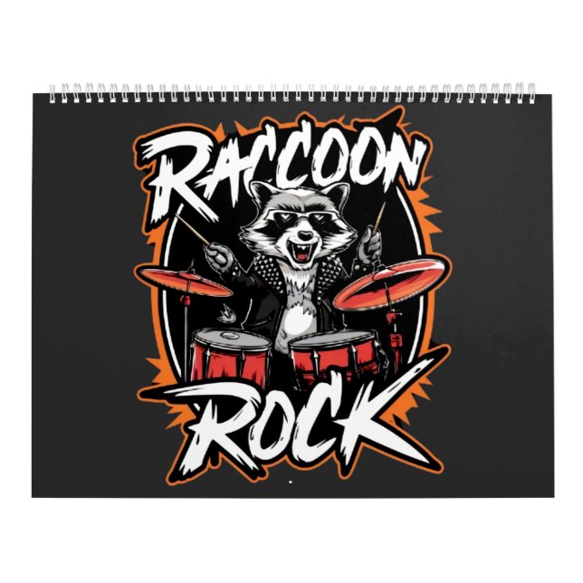 Calendário Camiseta Raccoon Rock - Design Engraçado Raccoon C (Capa)