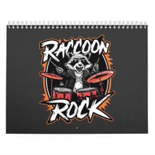 Calendário Camiseta Raccoon Rock - Design Engraçado Raccoon C