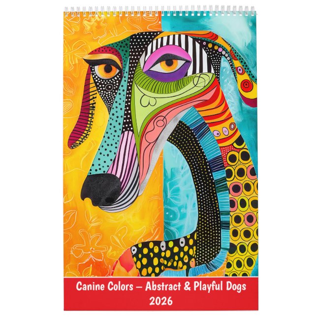 Calendário Canine Colors – Abstract & Playful Dogs 2026 (Capa)