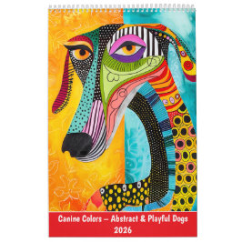 Calendário Canine Colors – Abstract & Playful Dogs 2026