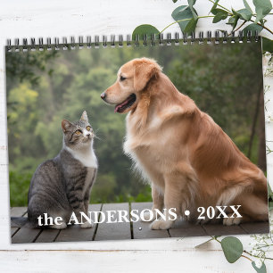 Calendário Cão 2026 da Família Pet Lovers Personalizados Cute
