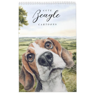 Calendário Cão de Desenho Animado Divertido Beagle