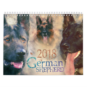 Calendário Cão de german shepherd GSD 2018 - aguarela