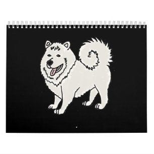 Calendário Cão  Smilenows Funny Samoyed Rouco Cartoon