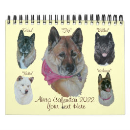 Calendário cãozinho akita retrato art japanês americano 2022
