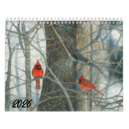 Calendário Cardinais em Aquarela 2026
