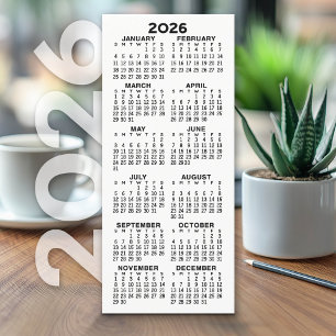 Calendário - Cartão Branco Mínimo Alto Moderno