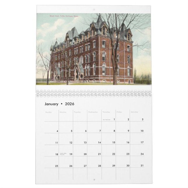 Calendário Cartão do vintage da faculdade dos topetes (Jan 2026)