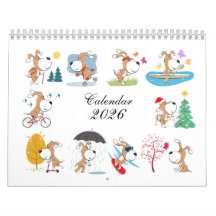 Cartoon Funny Cute Puppy Dog Lover 2026 Calendar