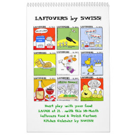 Calendário Cartoons de Comida Engraçados Laftovers 18 Meses