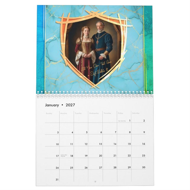 Calendário Casaco de Braços com o seu presente de Foto Mediev (Jan 2027)