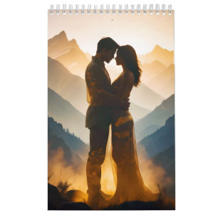 Calendário Casal Ama Romântico Silhueta Sunset Lindo