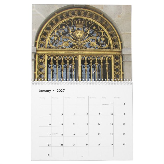 Calendário Castelo de Versalhes (Jan 2027)