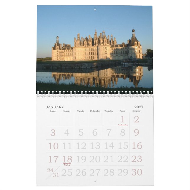 Calendário Castelo em Europa e em Japão (Jan 2027)