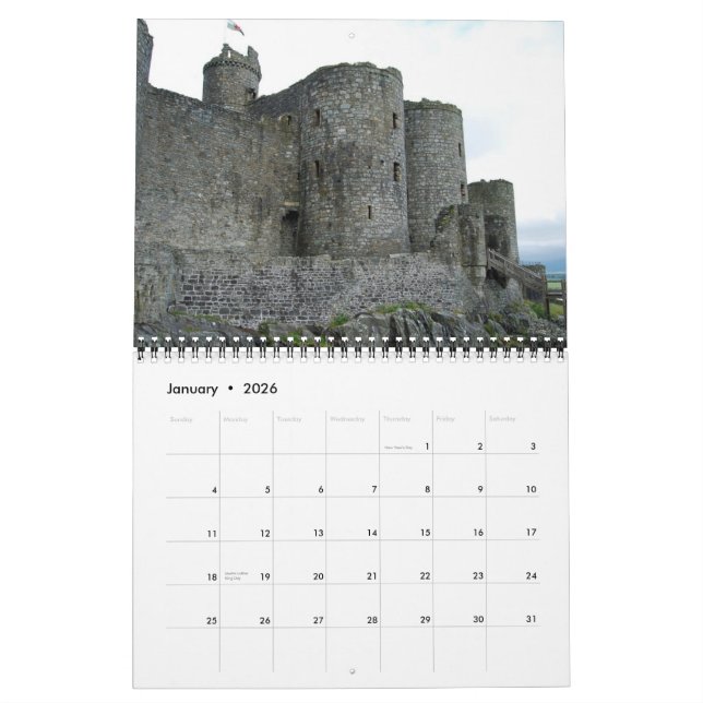 Calendário Castelos da Irlanda e do País de Gales (Jan 2026)