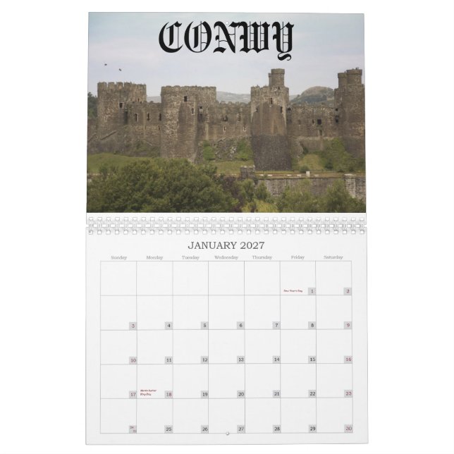 Calendário Castelos de Wales. (Jan 2027)