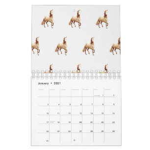 Calendário Cavalo Pônei Galês e Cob Equestre Aquarela