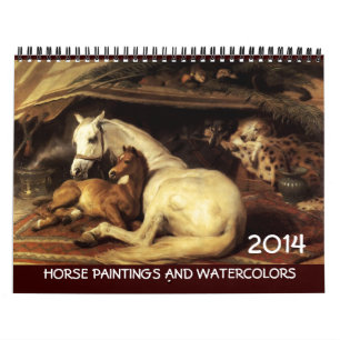 Calendário CAVALOS COLEÇÃO DE ARTE FINA 2017 Desenhos de pint