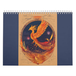 Calendário "Celestial Phoenix Tattoo Design