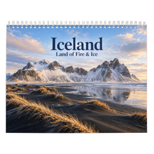 Calendário Cena da Islândia Terra de Fogo e Gelo