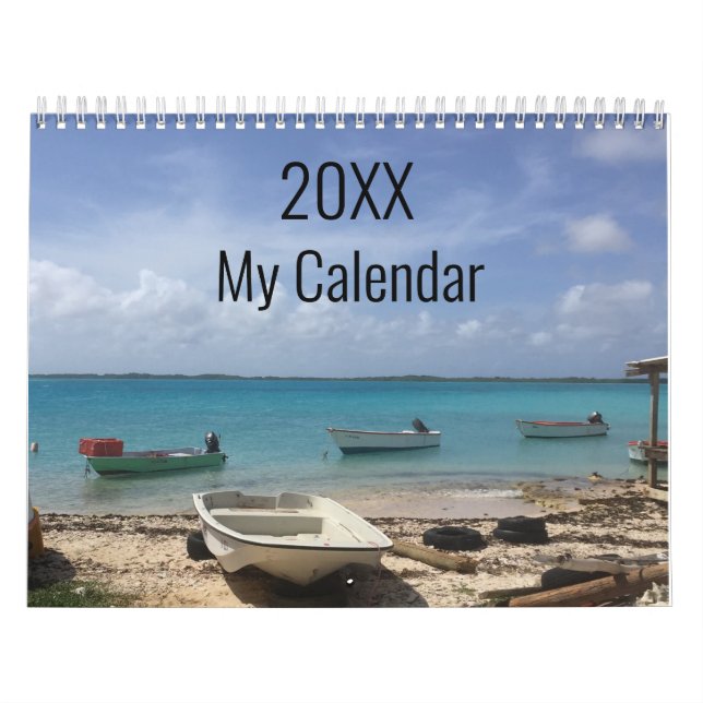 Calendário Cena de Praia com Ondas do Oceano Personalizadas (Capa)