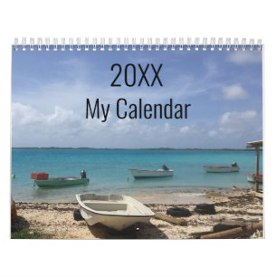 Calendário Cena de Praia com Ondas do Oceano Personalizadas