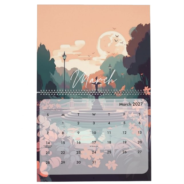 Calendário Cenas de Tranquilo 2025 (Mar 2027)
