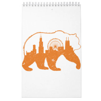 Calendário Centro de Chicago, Urso Andando em Silhoue