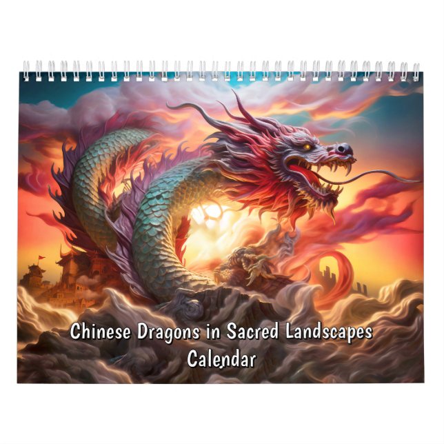 Calendário Chama Celestial – Dragões Chineses em Paisagens Sa (Capa)