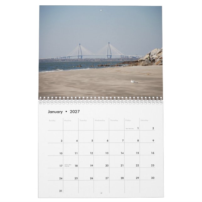 Calendário Charleston, South Carolina (Jan 2027)