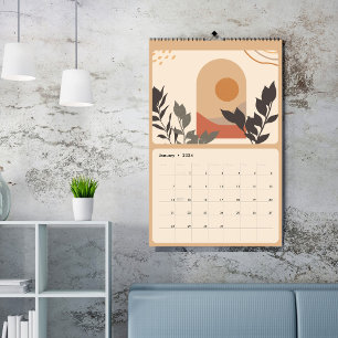 Calendário Chic Bohemian abstrato Greenery
