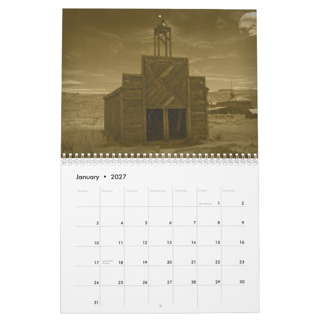 Calendário Cidade fantasma 2015 de Bodie (Jan 2027)