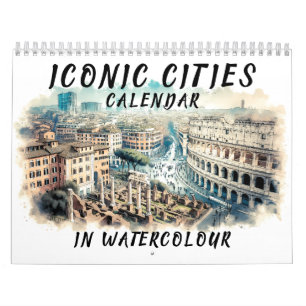 Calendário Cidades Icônicas De Aquarela