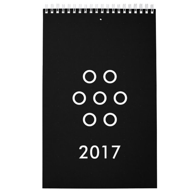 Calendário Círculos de Minimalismo Engraçado Preto e Branco (Capa)