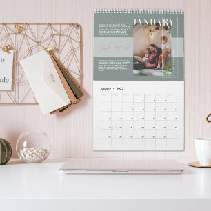 Calendário Citações Inspiradoras & Momentos de Fotos da Famíl