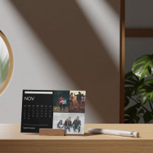 Calendário Clássico do Easel Preto e Branco, Nov. 