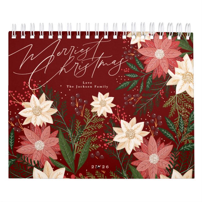 Calendário Clássico Maroon Feliz Natal (Capa)