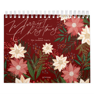 Calendário Clássico Maroon Feliz Natal