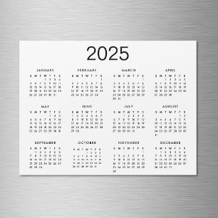 Calendário Clássico Preto e Branco 2025