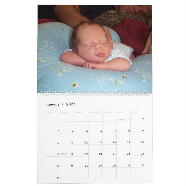Calendário cobrir, um ano de ursinho (Jan 2027)