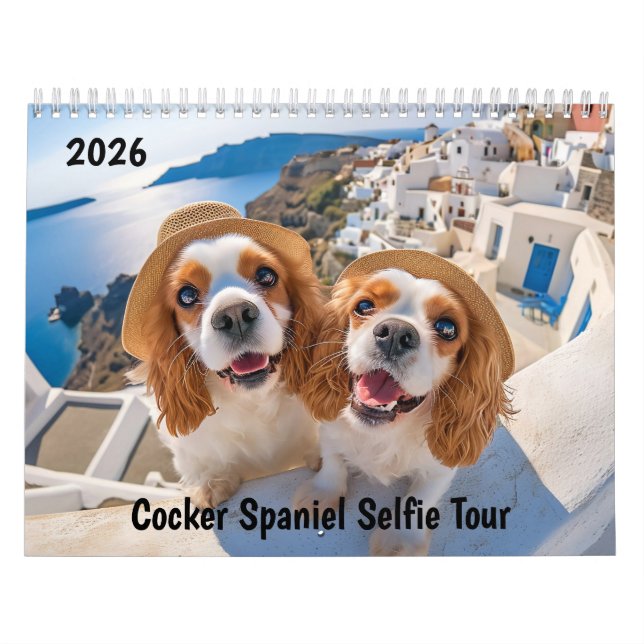 Calendário Cocker Spaniel Selfie Tour - 2026 Travel Calendar (Capa)