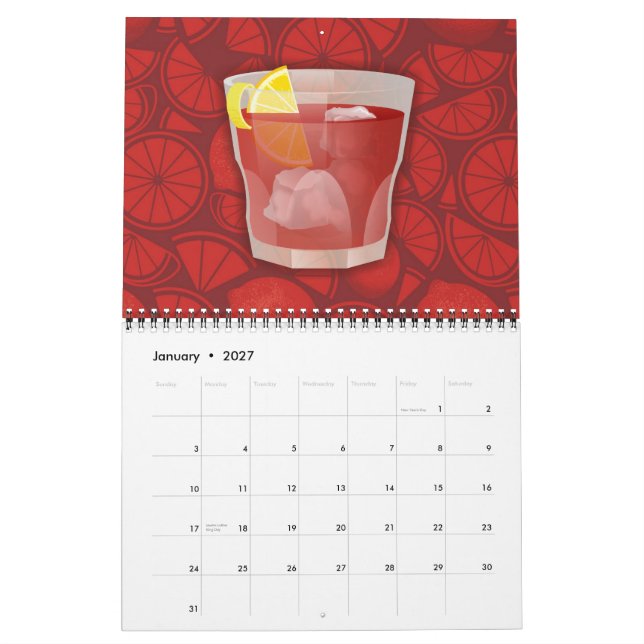 Calendário Cocktail americano (Jan 2027)